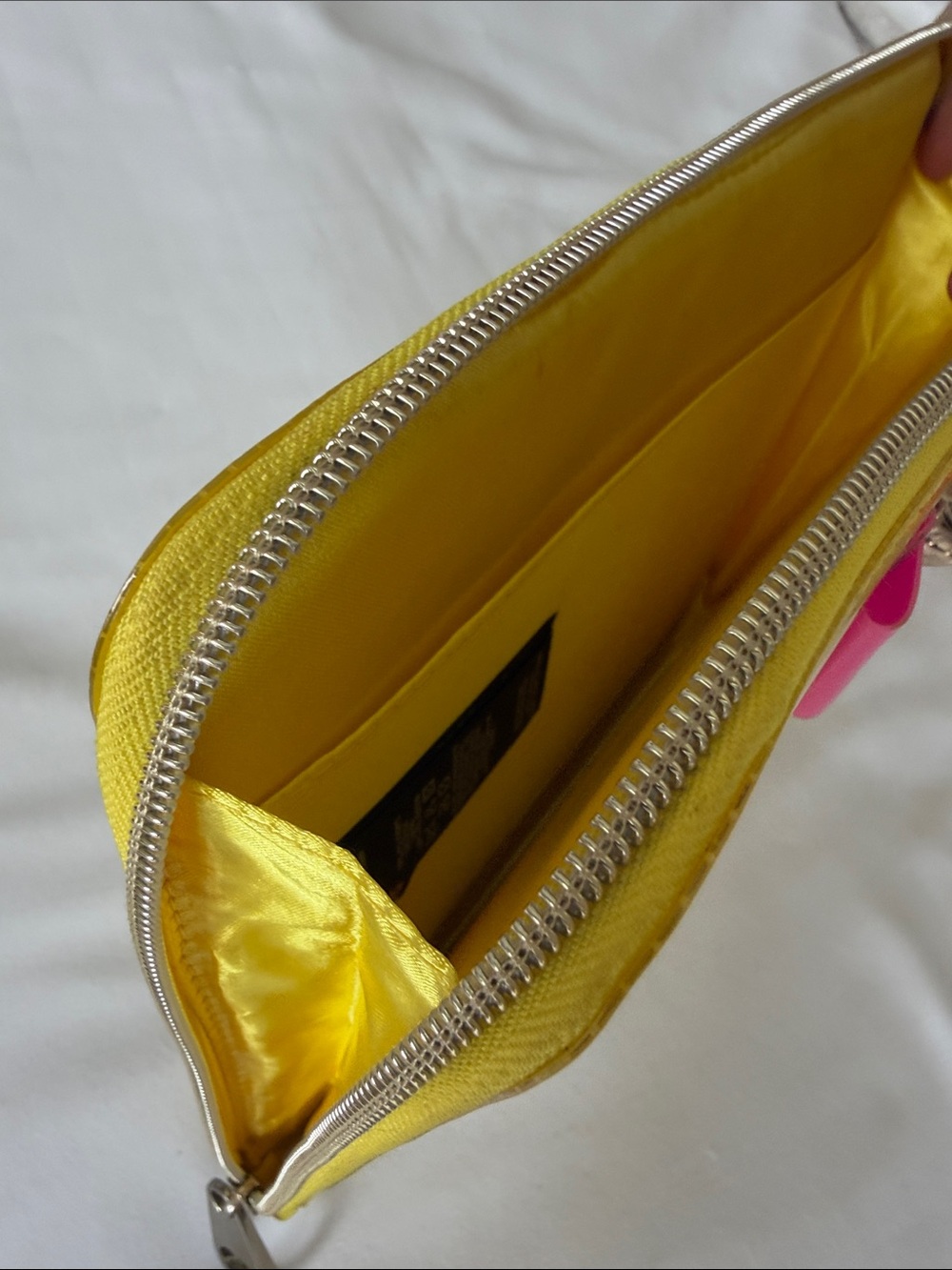Ted Baker Yellow Patent Pouch with Pink Bow Detail - Picture 6 of 10